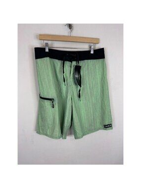 Sauce Hockey Hotel 9er Board Shorts Green Grey Textured Print Mens 32/34 NEW